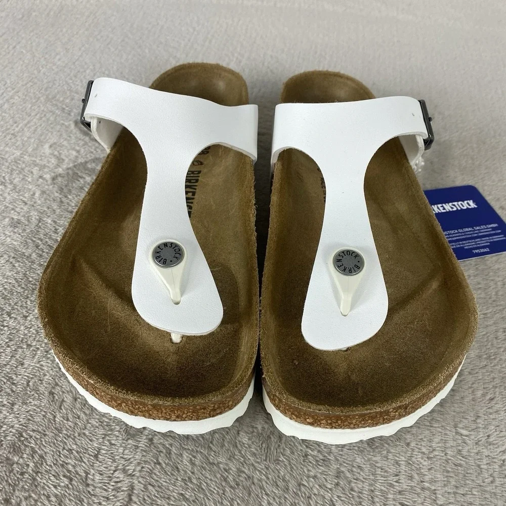 Birkenstock Gizeh Sandals Womens US 7 EU 38 White Birko-Flor Regular Fit NEW